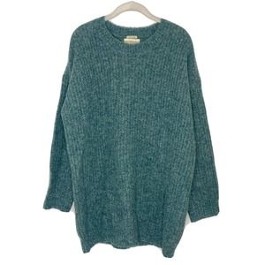 Ralph Lauren Denim Supply Ribbed Teal Womens Wool Mohair Blend Sweater Sz L New